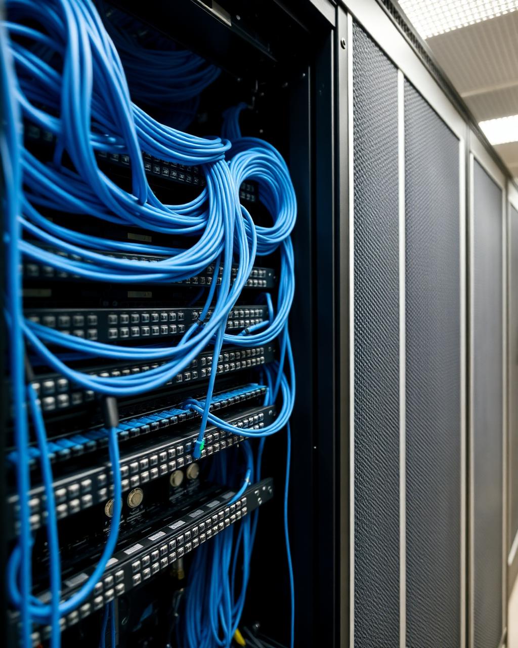 Immaculately organised network rack with premium cabling